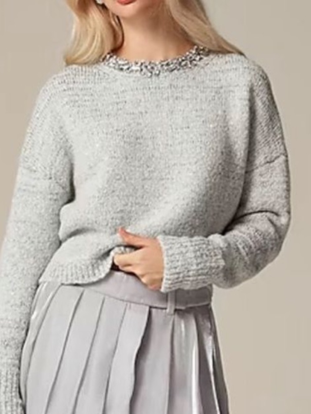 J. Crew Sparkle Embellished Crewneck Sweater - Picture 2 of 12